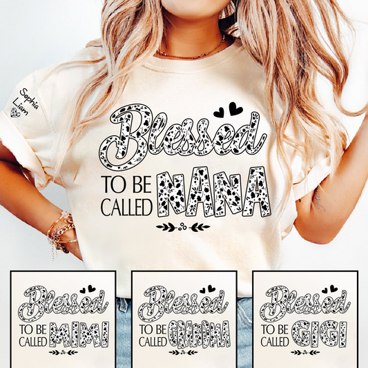 Personalized Blessed to Be Called Nana Shirt, Floral Nana Graphic T-Shirt, Gift for Grandma