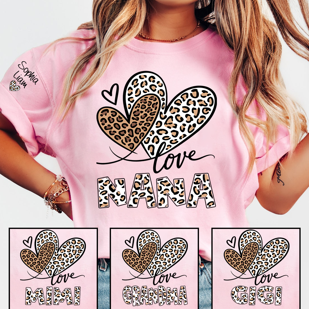 Leopard Love Nana Shirt, Grandma T Shirt with Heart Design, Meaningful Gift for Nana