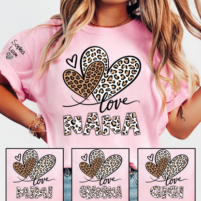 Leopard Love Nana Shirt, Grandma T Shirt with Heart Design, Meaningful Gift for Nana