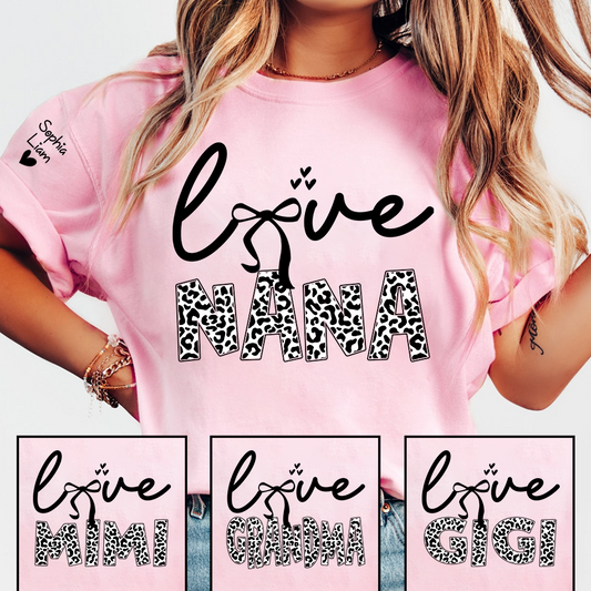 Love Nana Shirt, Cute Leopard Print Grandma Nickname T Shirt, Stylish Nana Apparel for Women, Meaningful Family Clothing