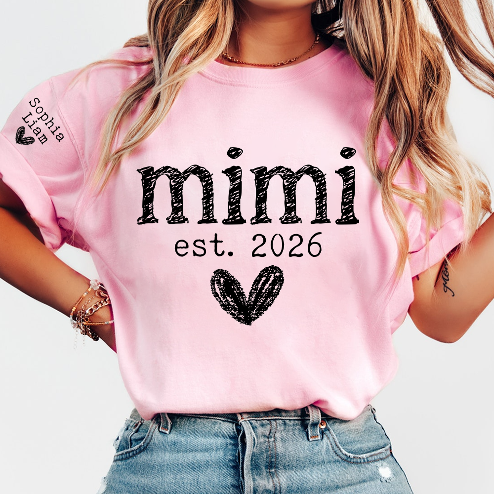 Mimi Est. 2026 Shirt, Personalized Mimi T Shirt, Custom Grandma Gift, Cute Heart Design for Mimi