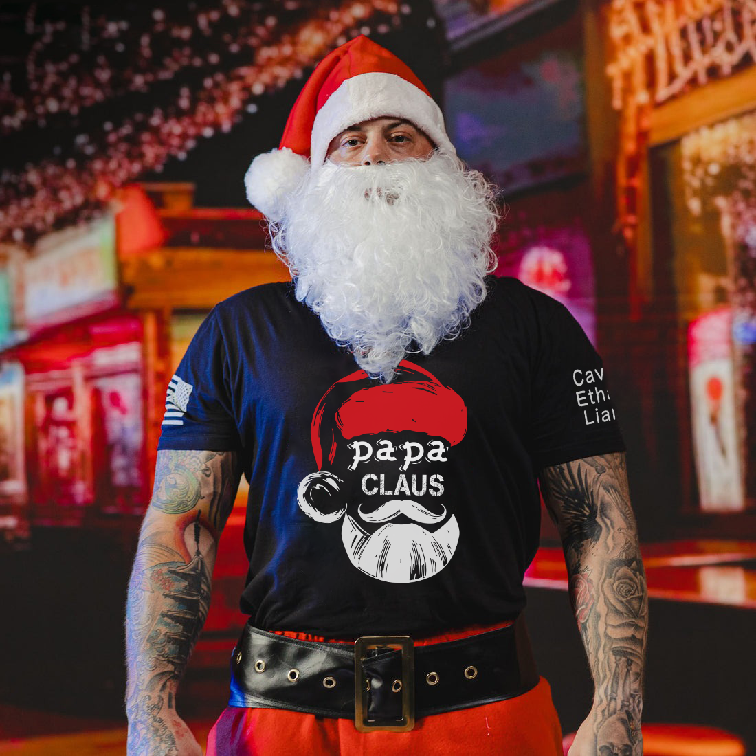 Papa Claus Christmas Shirt, Custom Papa With Kids, Grandpa Gift TH T-Shirt