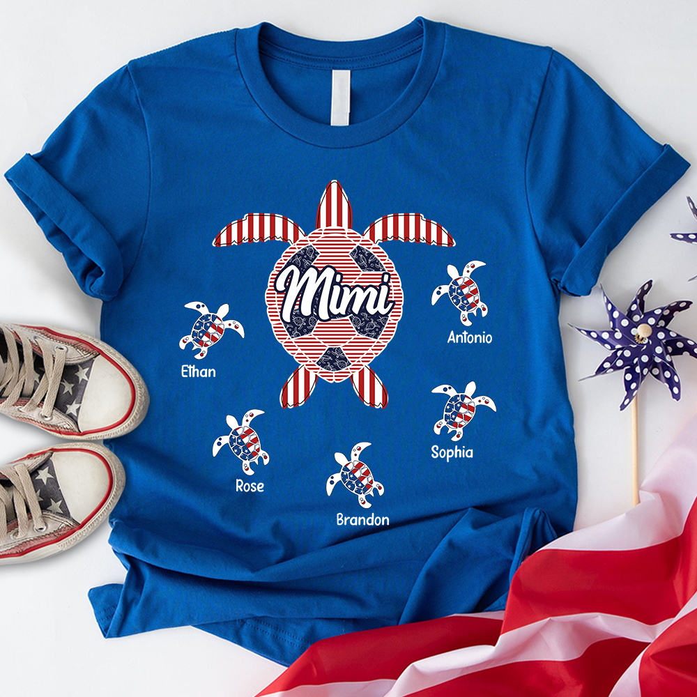 Custom Mimi Turtle 4th Of July, Gift For Grandma T-Shirt