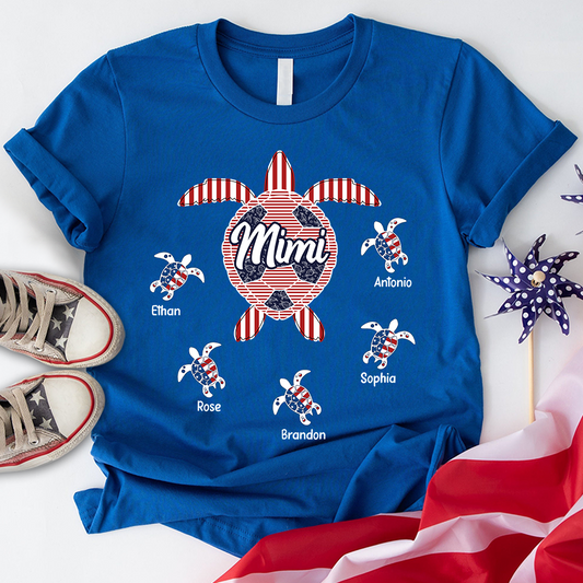 Custom Mimi Turtle 4th Of July, Gift For Grandma T-Shirt