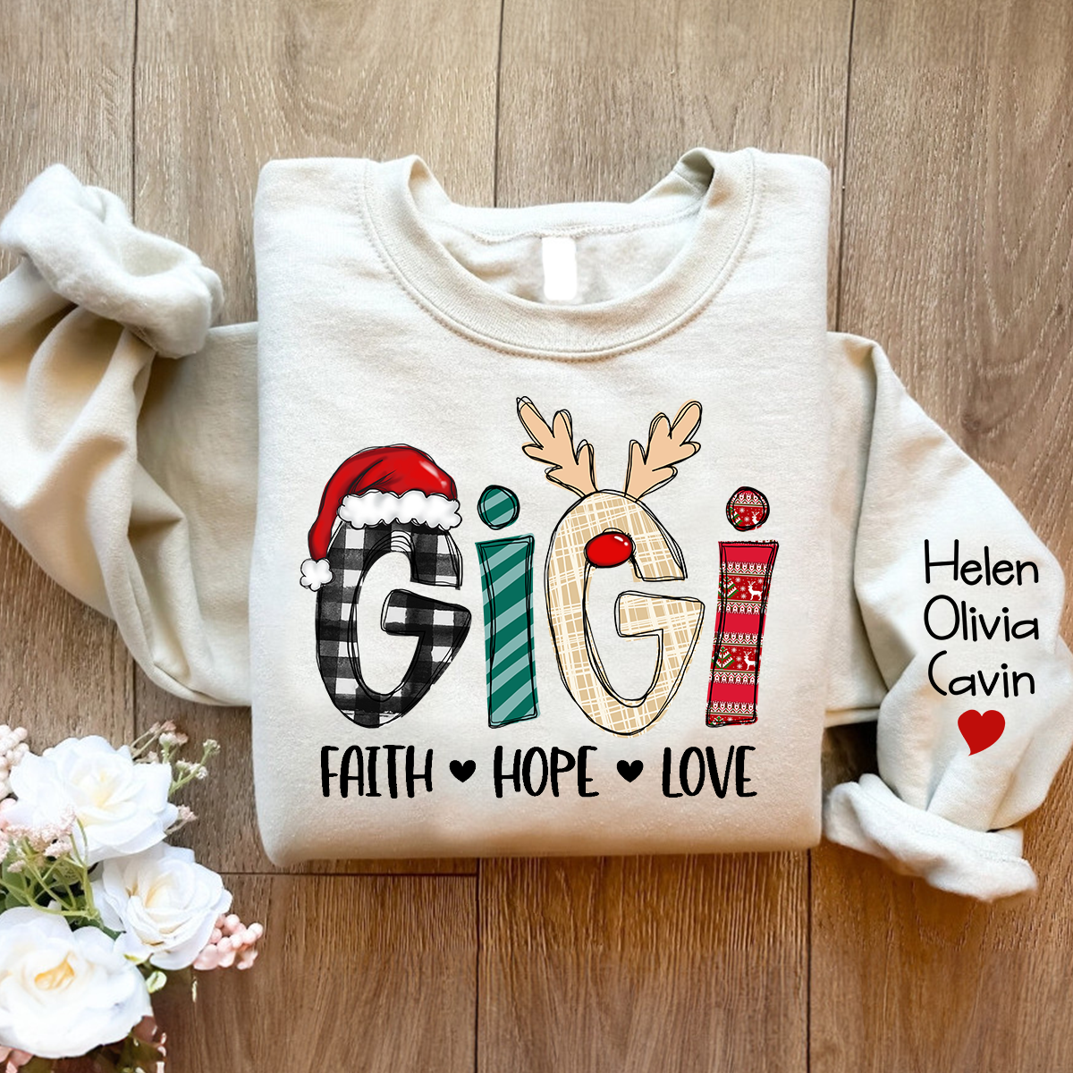 Gigi Faith Hope Love, Custom Gigi With Kids, Grandma Gift Sweatshirt