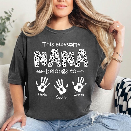 This Awesome Nana Belongs To Tee, Custom Grandma Shirt with Grandkids Names, Meaningful Family Gift