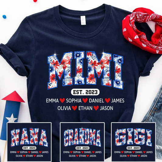 Mimi Floral Est Glitter, Custom Grandma With Kids, Mother's Day TH T-Shirt