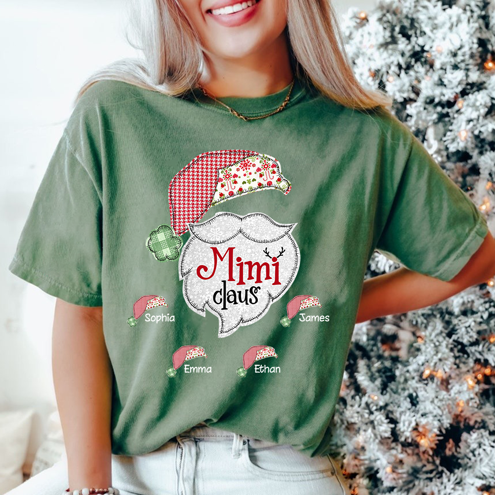 Custom Mimi Claus With Grandkids Christmas T-Shirt