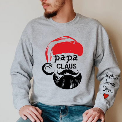 Merry Christmas Papa Claus, Dad Claus Gift Custom Name Kids Sweatshirt