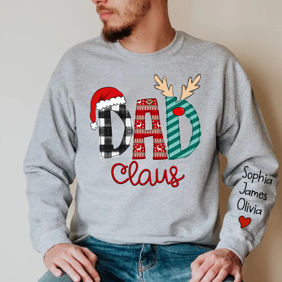 Dad Claus Merry Christmas Papa Claus Gift Custom Name Kids Sweatshirt