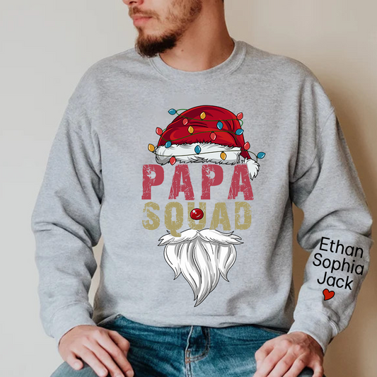 Papa Squad Christmas 2023 Gift Custom Name Kids Sweatshirt