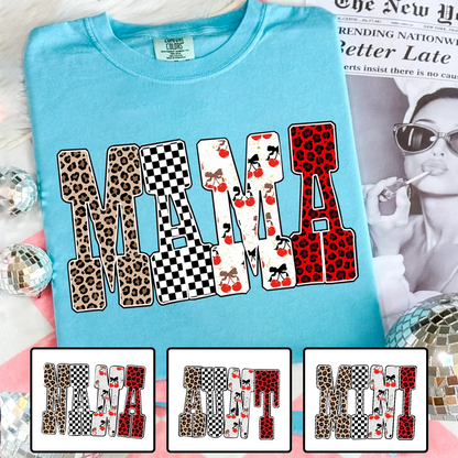 Trendy Mama Mini Nana Leopard Checker Cherry Letters Personalized