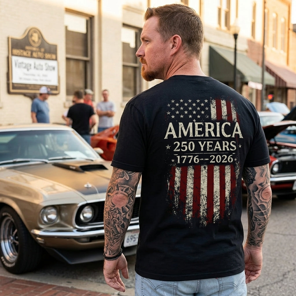 Personalized Papa America 250 Years Shirt, Patriotic American Flag Shirt, 1776 2026 USA Celebration, Fathers Day Gift for Papa Grandpa Dad, Independence Day Family Shirt