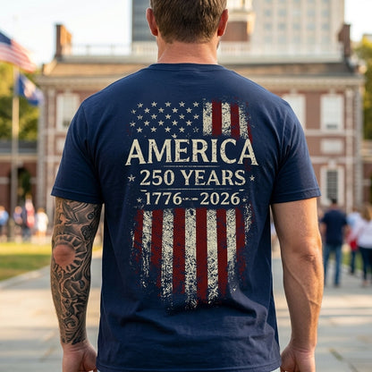 Personalized Papa America 250 Years Shirt, Patriotic American Flag Shirt, 1776 2026 USA Celebration, Fathers Day Gift for Papa Grandpa Dad, Independence Day Family Shirt
