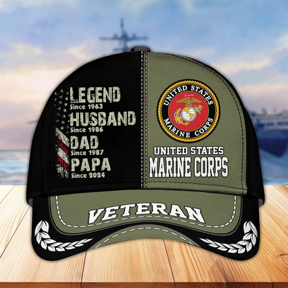 Legend Husband Dad Grandpa Since Veteran Classic Cap