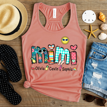 Summer Mimi Tank Bella Canvas, Custom Nickname With Grandkids Name, Love Summer