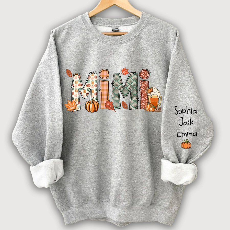 Mimi, Grandma, Nana Fall Doodle And Grandkids Autumn Sweatshirt