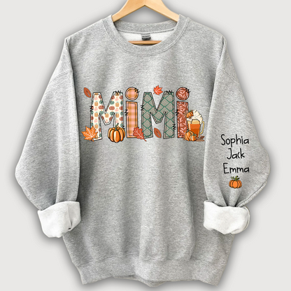 Mimi, Grandma, Nana Fall Doodle And Grandkids Autumn Sweatshirt