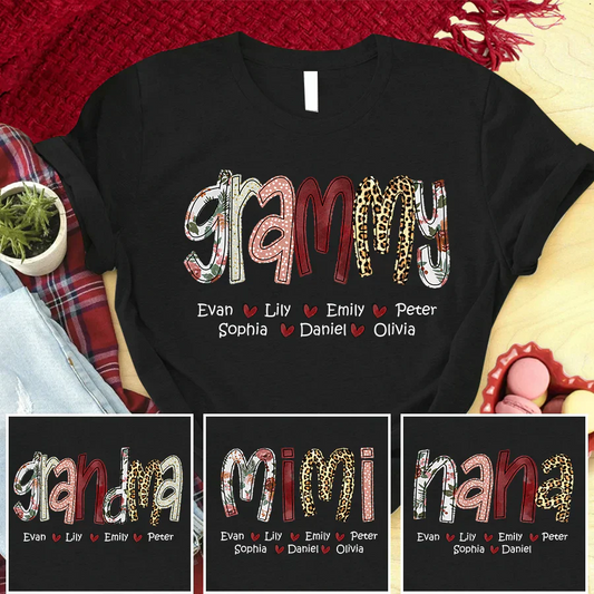 Grandmother/Mama/Mom/Momma/Name Applique CTH01 T-Shirt