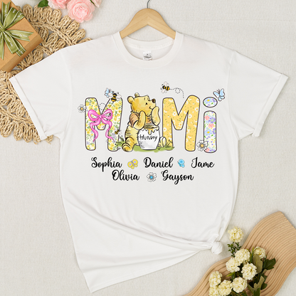Mimi Bear Personalized Mimi and Grandkids Spring Flower Mother's Day Gift T-shirt