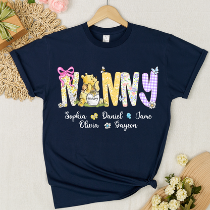 Mimi Bear Personalized Mimi and Grandkids Spring Flower Mother's Day Gift T-shirt
