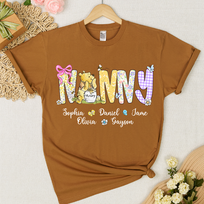 Mimi Bear Personalized Mimi and Grandkids Spring Flower Mother's Day Gift T-shirt
