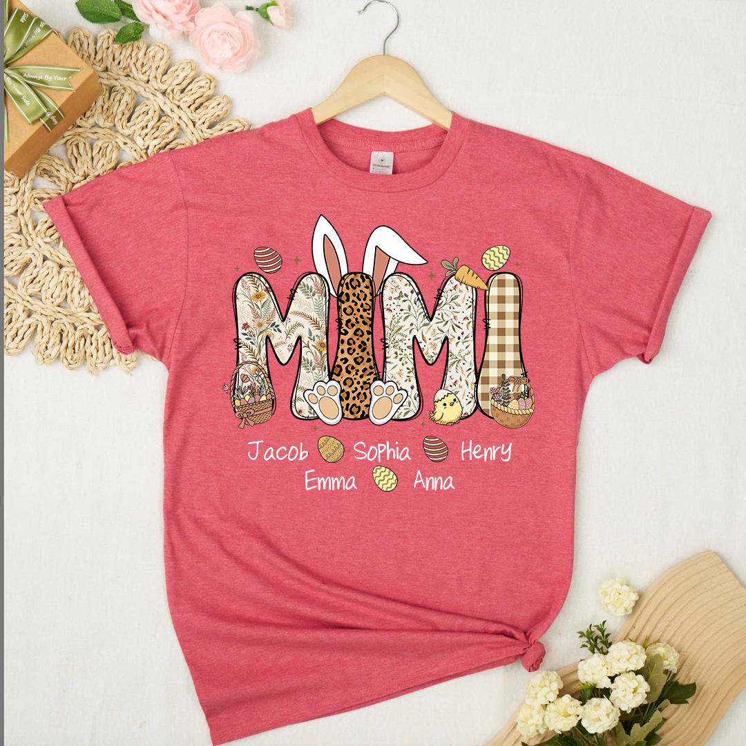 Mimi Bunny Personazed Mimi Nana Gigi And Grandkids Easter Day Gift T-shirt