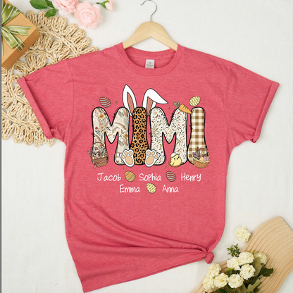 Mimi Bunny Personazed Mimi Nana Gigi And Grandkids Easter Day Gift T-shirt