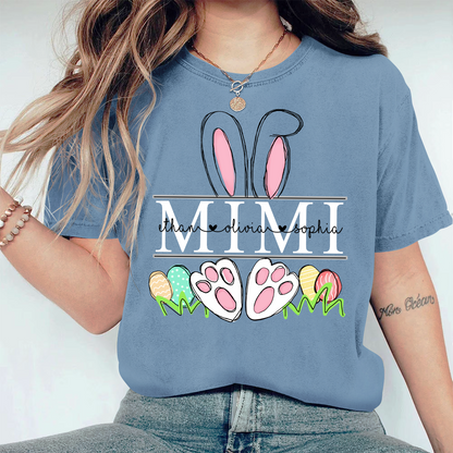 Personalized Mimi Bunny And Kids Easter Day Comfort Colors T-Shirt
