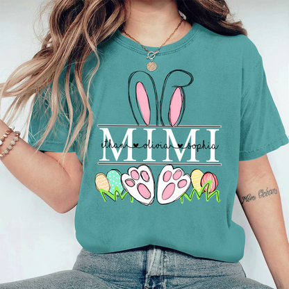Personalized Mimi Bunny And Kids Easter Day Comfort Colors T-Shirt