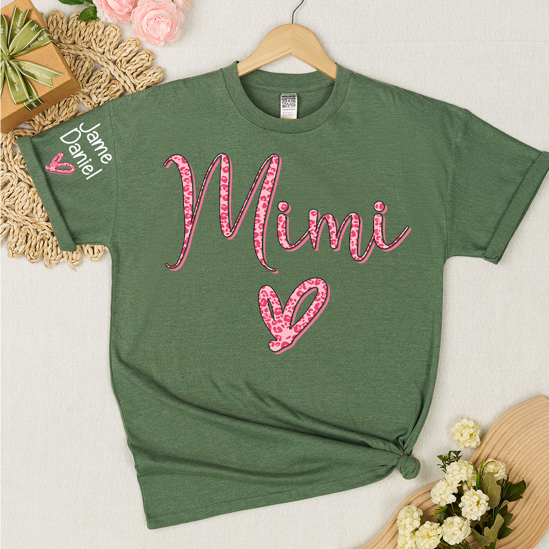 Mimi and Grandkis Leopard Heart T-shirt