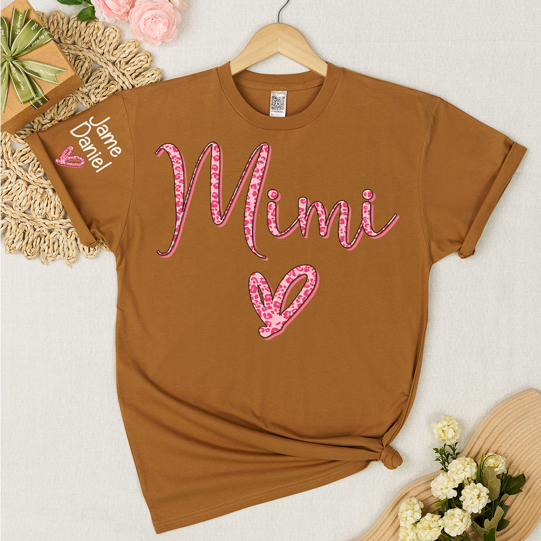 Mimi and Grandkis Leopard Heart T-shirt