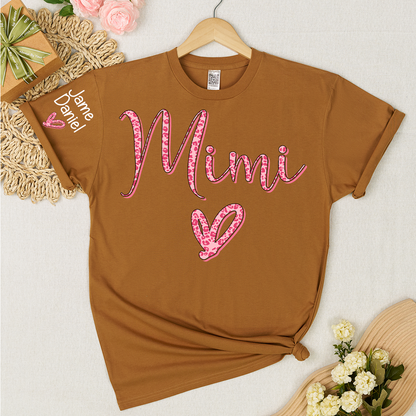 Mimi and Grandkis Leopard Heart T-shirt
