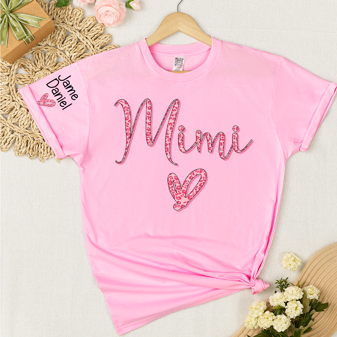 Mimi and Grandkis Leopard Heart T-shirt