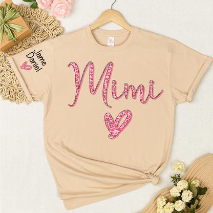 Mimi and Grandkis Leopard Heart T-shirt