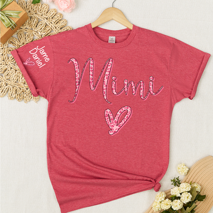 Mimi and Grandkis Leopard Heart T-shirt