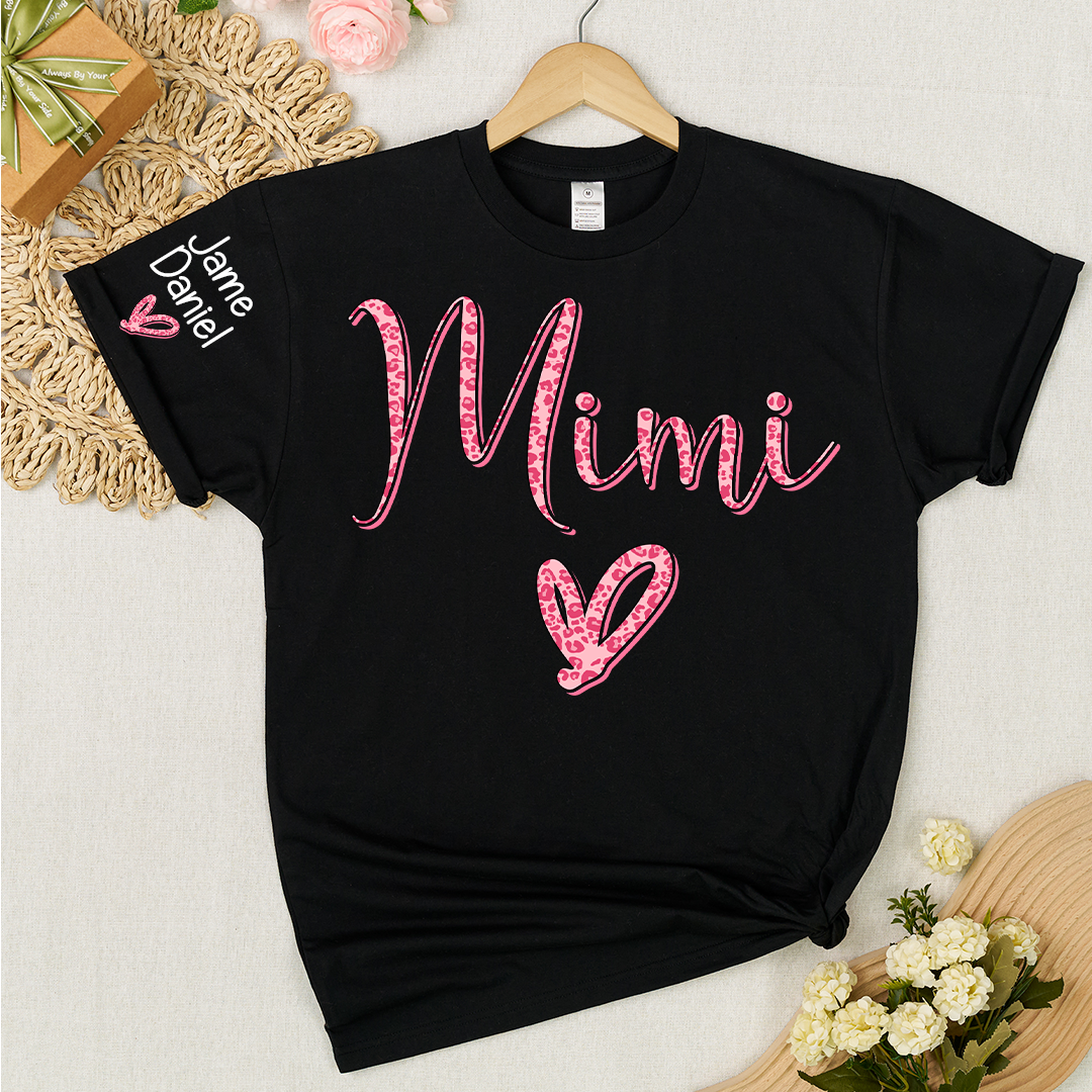 Mimi and Grandkis Leopard Heart T-shirt