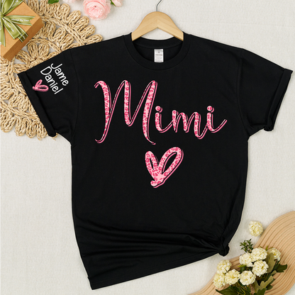 Mimi and Grandkis Leopard Heart T-shirt