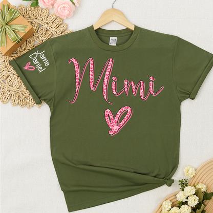 Mimi and Grandkis Leopard Heart T-shirt