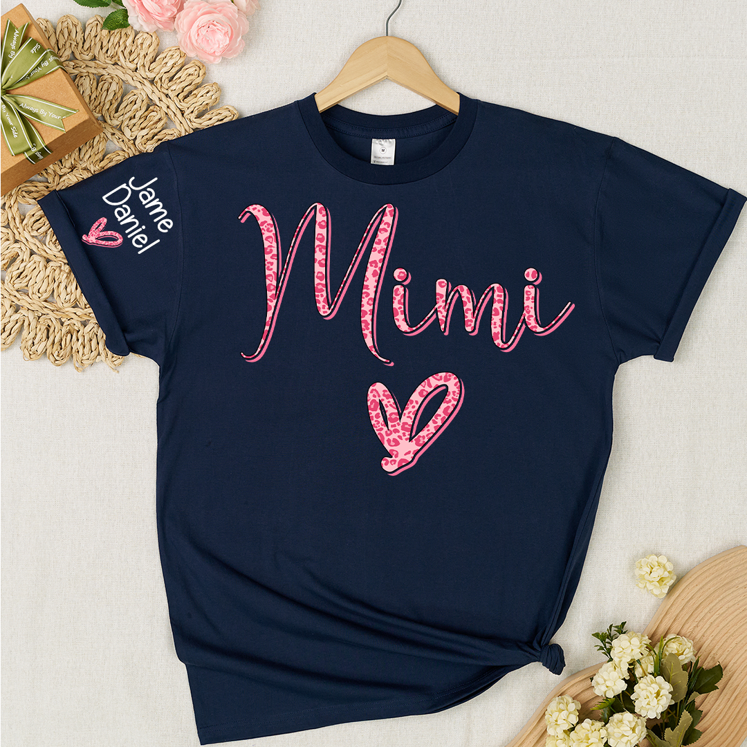 Mimi and Grandkis Leopard Heart T-shirt