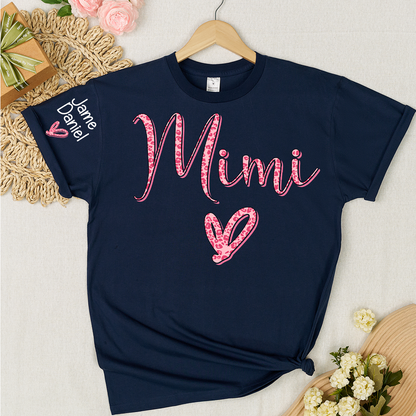 Mimi and Grandkis Leopard Heart T-shirt