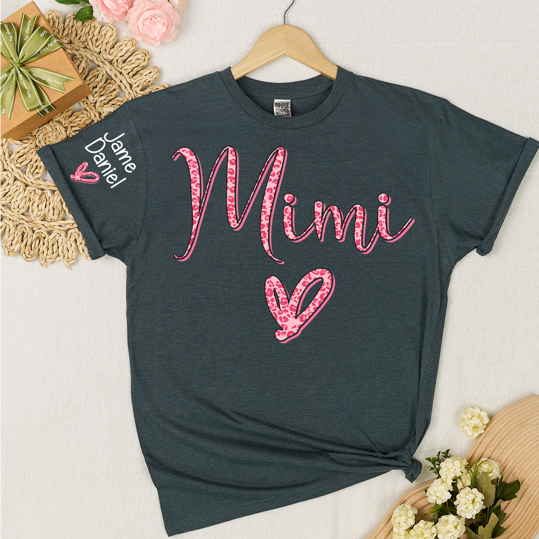 Mimi and Grandkis Leopard Heart T-shirt