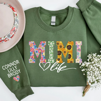 Custom Mimi Life Flower And Kids Sweatshirt