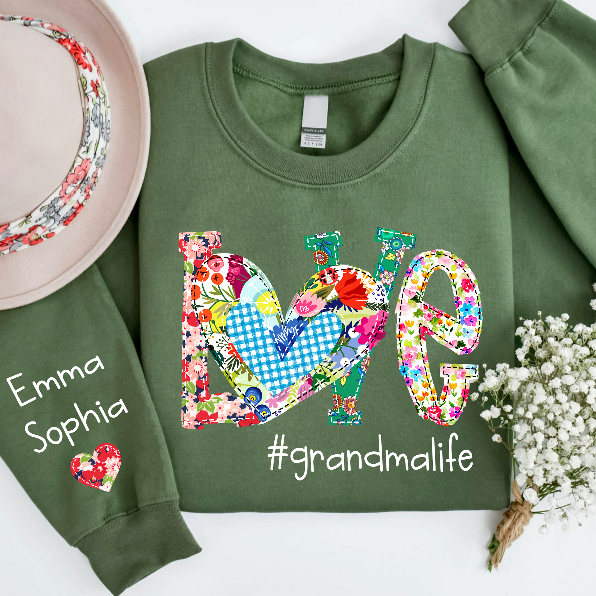 Love Grandma Life Floral Color And Kids Sweatshirt
