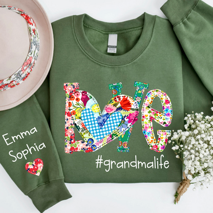 Love Grandma Life Floral Color And Kids Sweatshirt