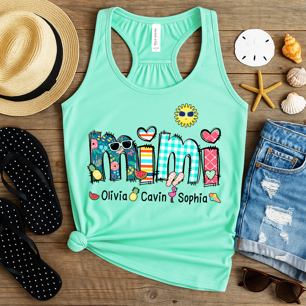 Summer Mimi Tank Bella Canvas, Custom Nickname With Grandkids Name, Love Summer