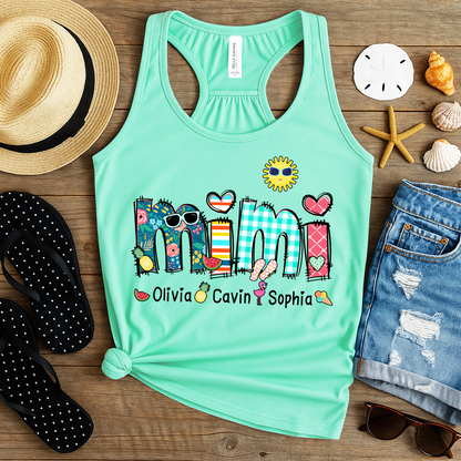 Summer Mimi Tank Bella Canvas, Custom Nickname With Grandkids Name, Love Summer