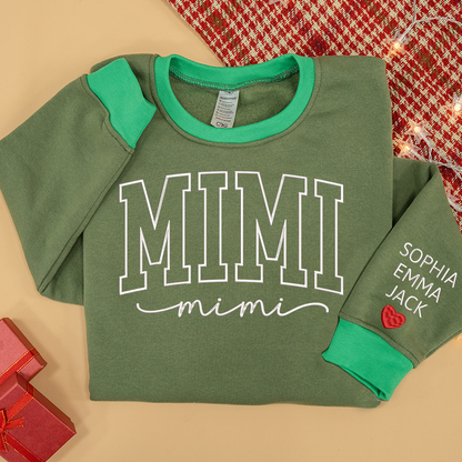 Colorful Crewneck, Custom Mimi Heart Embroidery And Grandkids Sweatshirt Mix