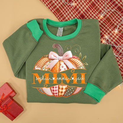 Mimi Pumpkin with Grandkids Names – Fall Gift for Grandma Sweatshirt Mix