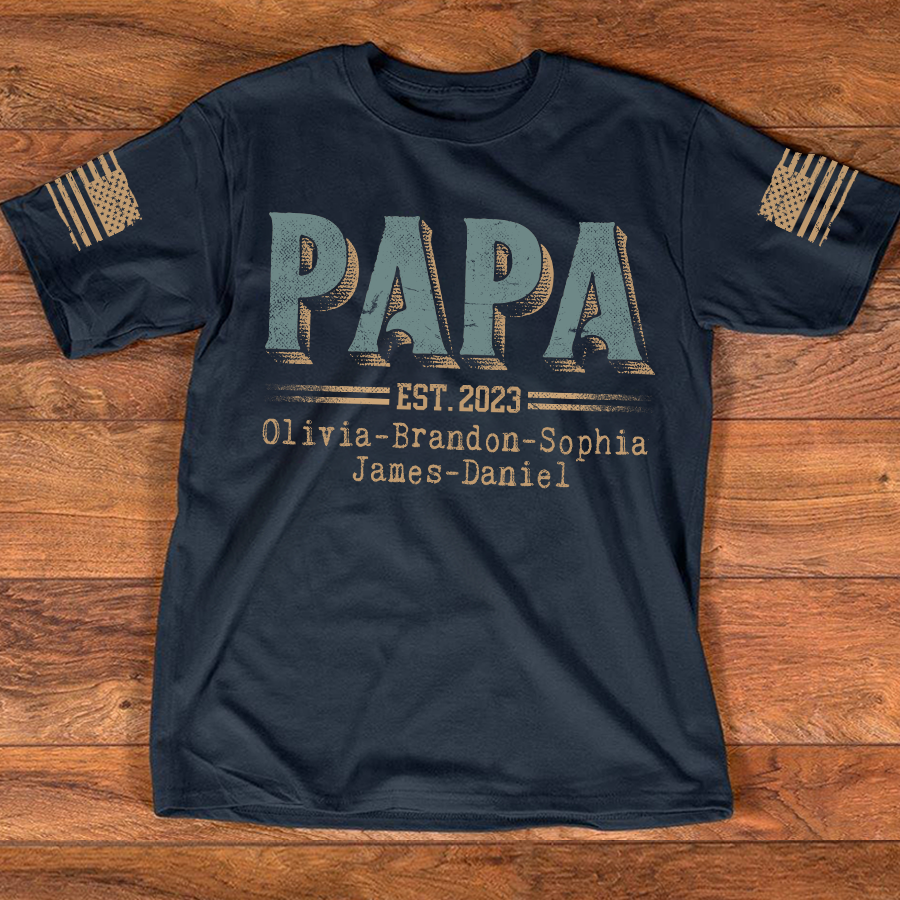 Personalized Custom Papa Est And Grandkids Father's Day